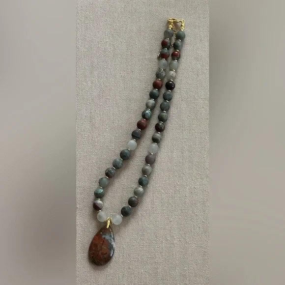 22-1/2 inch Matte Bloodstone bead Necklace NWOT - Picture 10 of 11